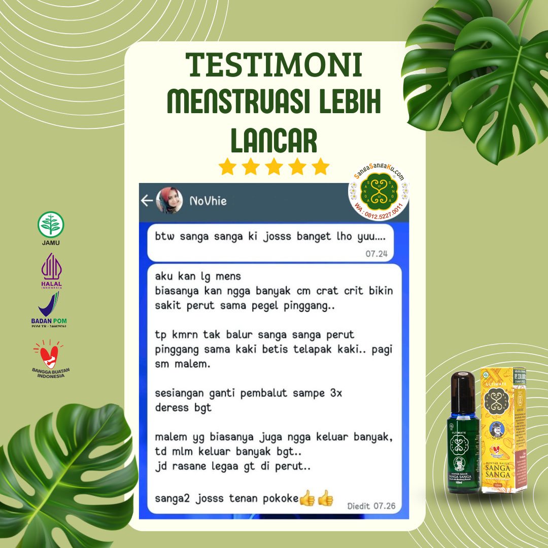 Testimonin Minyak Sanga Sanga- Menstruasi Lebih Lancar